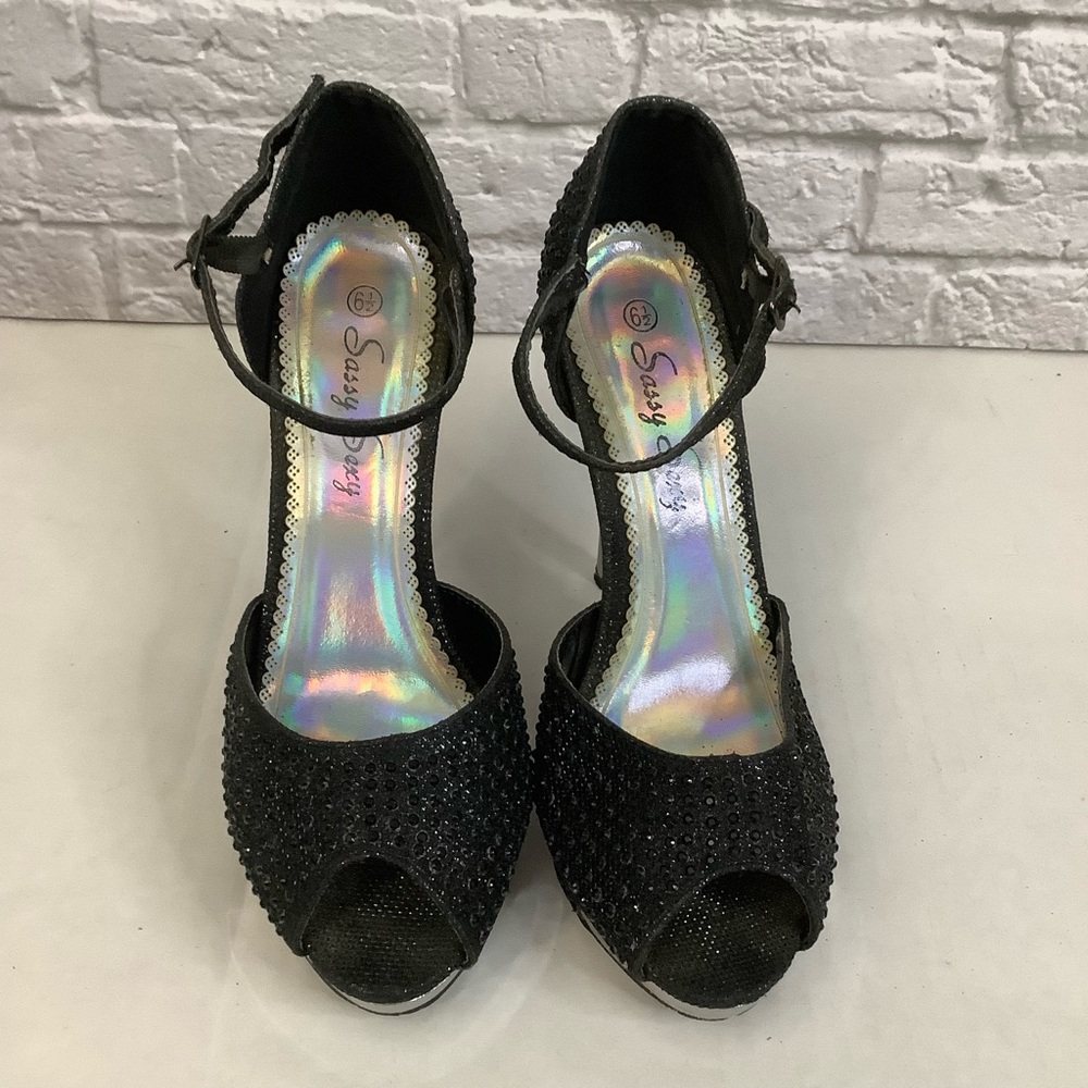 Sassy Sexy Shoes Ankle Strap Platform Stiletto Heeled Sandals Size 6.5